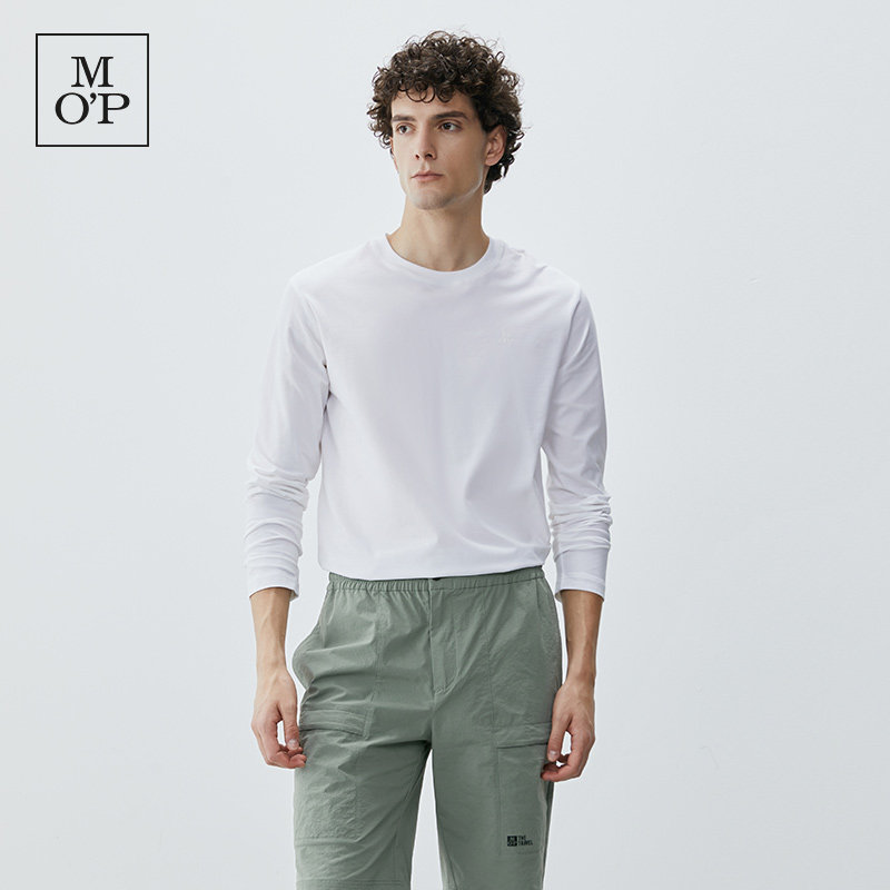 MOP莱卡面料圆领打底长袖T恤女