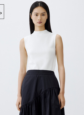 Marc O'Polo/MOP  夏季新款时尚半高领卷边无袖休闲内搭针织衫