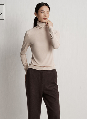 Marc O'Polo/MOP2025冬季新款高级修身内搭堆堆领打底长袖T恤女士