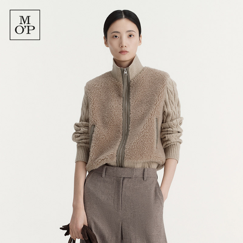 [100%绵羊毛]Marc O'Polo/MOP2026冬新款复古拼接针织毛衣外套女