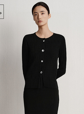 Marc O'Polo/MOP25冬季新款修身时尚黑色毛织开衫女