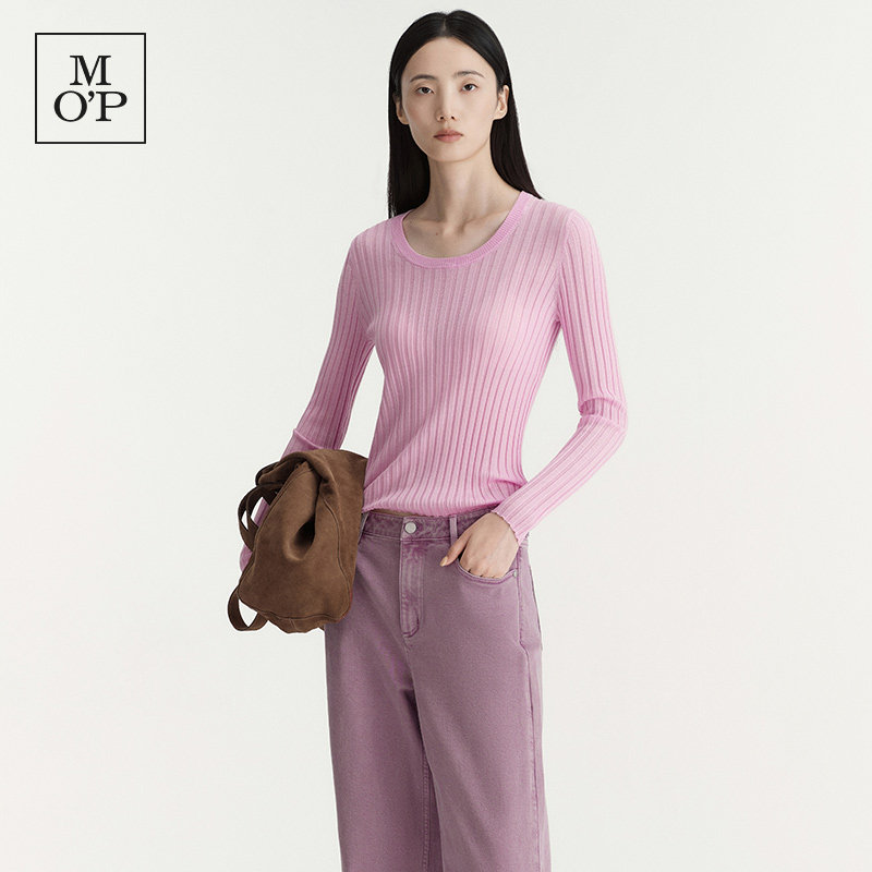 [100%绵羊毛]Marc O'Polo2026冬季新款肌理条纹简约打底针织衫女