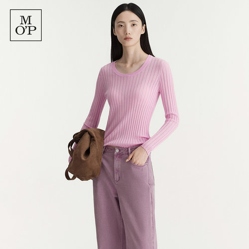[100%绵羊毛]Marc O'Polo2026冬季新款肌理条纹简约打底针织衫女