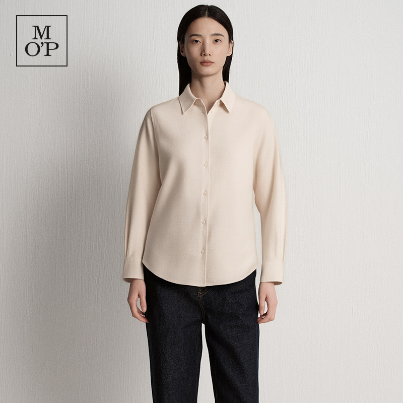 【汤圆TOYO】【100%棉】MOP2025冬季新款简约素色磨毛长袖衬衫女