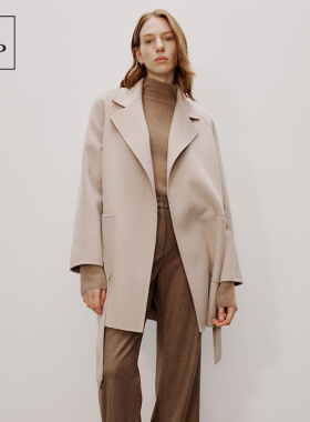 【100%绵羊毛】Marc O'Polo/MOP冬季新款水波纹长毛呢大衣女外套