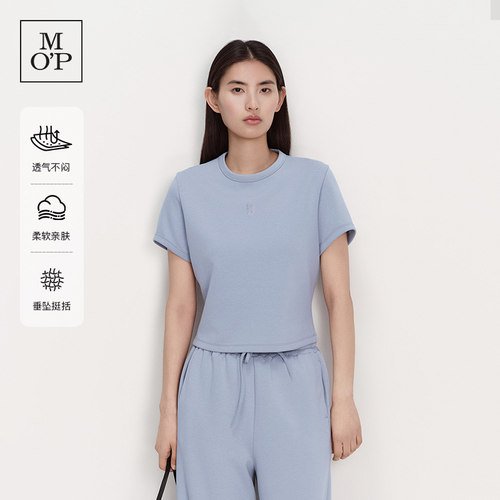 MOP小圆领短款设计短袖T恤女