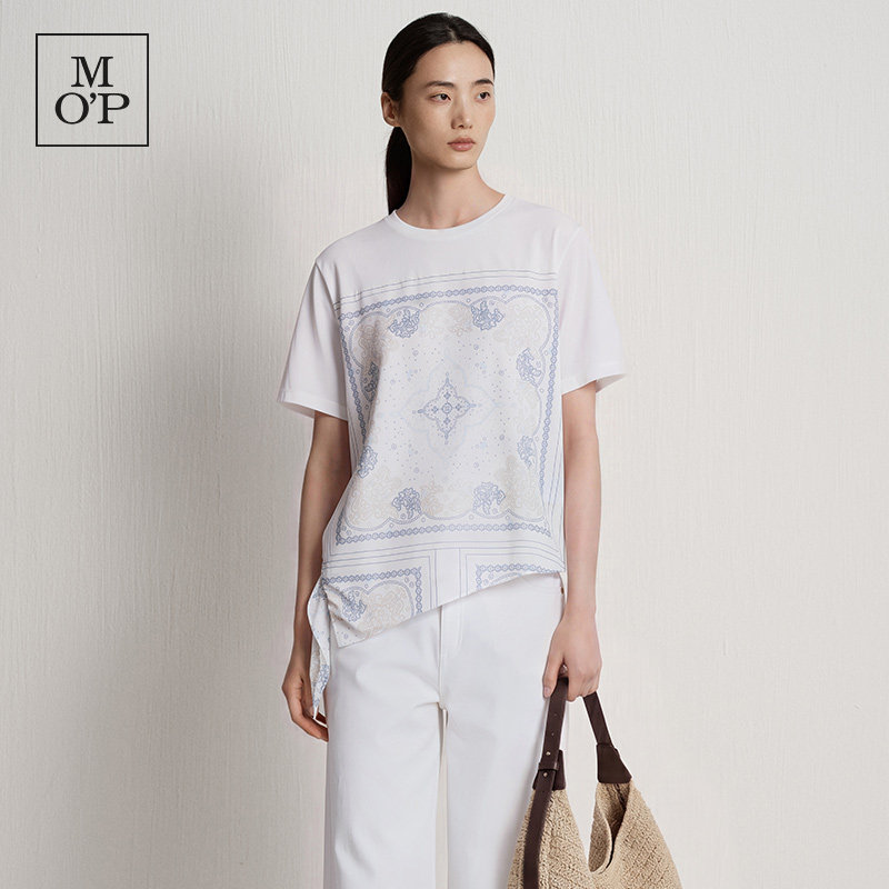 MOP夏季新款设计感印花短袖T恤女