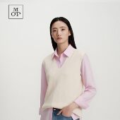 汤圆TOYO MOP2026春季 新款 时髦V领侧开缝设计毛织背心女装 上