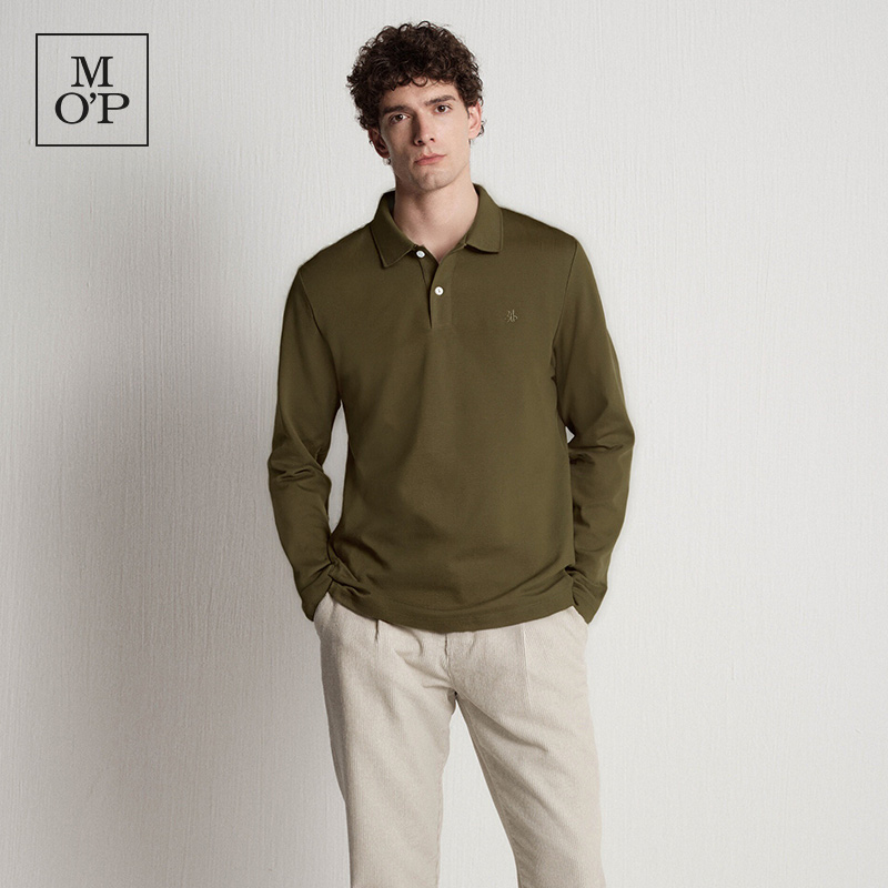 Marc O'Polo/MOP2025冬季新款索罗那合体棉涤混纺长袖POLO衫男士