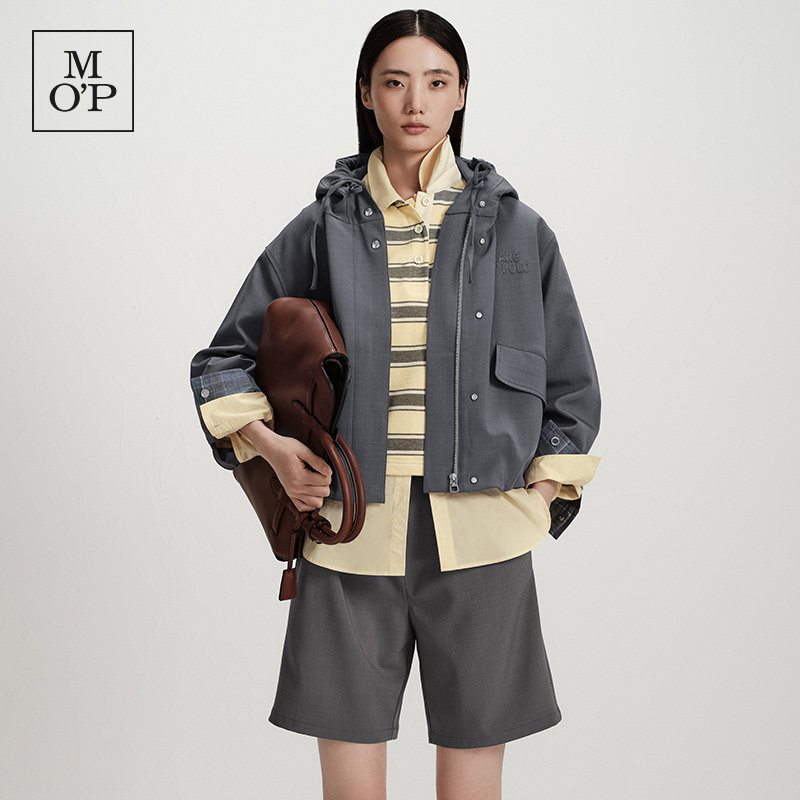 Marc O'Polo/MOP2026春季新款格纹短款设计感机能连帽夹克外套女,女装/女士精品,短外套,淘宝优惠券,粉丝福利购,淘宝优惠卷