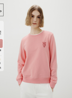 Marc O'Polo/MOP 春季新款时尚草莓印花logo圆领正肩套头卫衣女士