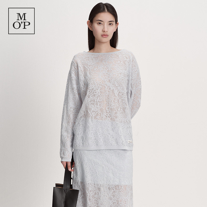 Marc O'Polo/MOP2026夏季新款时尚圆领透明丝长袖T恤套头衫女上衣