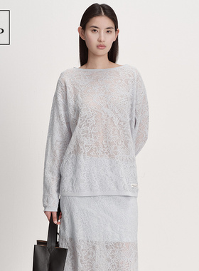 Marc O'Polo/MOP2026夏季新款时尚圆领透明丝长袖T恤套头衫女上衣