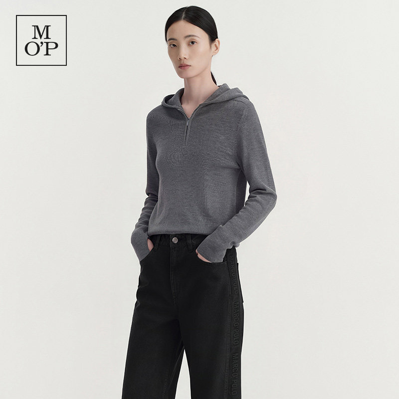 [100%绵羊毛]Marc O'Polo2026冬新款连帽羊毛衫女慵懒风针织上衣