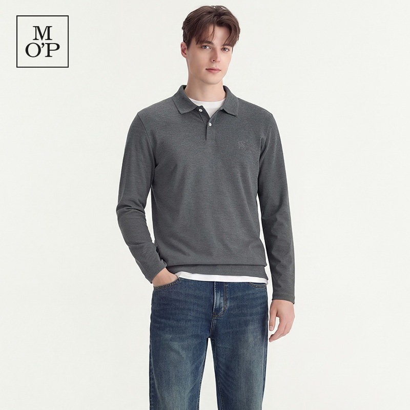 Marc O'Polo/MOP2026冬新款长袖Polo衫纯棉翻领商务休闲打底衫男
