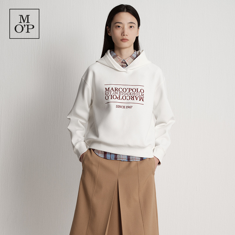 【汤圆TOYO】MOP2025秋季新款莱赛尔棉混纺logo刺绣连帽卫衣女士