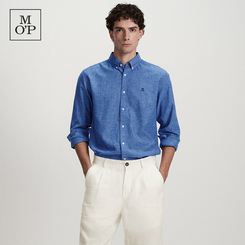 Marc O'Polo/MOP2026夏季新款天然亚麻混纺经典长袖衬衫男装上衣