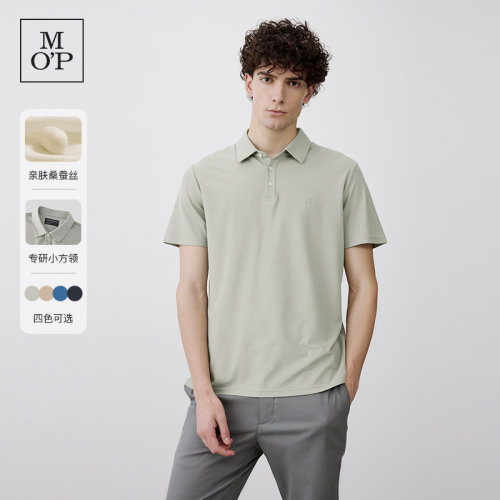 Marc O'Polo/MOP 夏季新款休闲桑蚕丝混纺轻奢透气短袖Polo衫男士