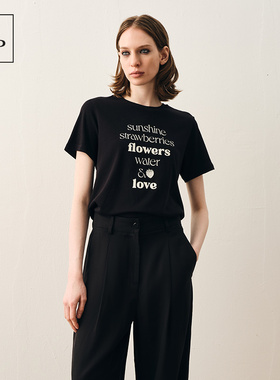 Marc O'Polo/MOP春季新款经典草莓系列纯棉简约圆领短袖T恤女上衣