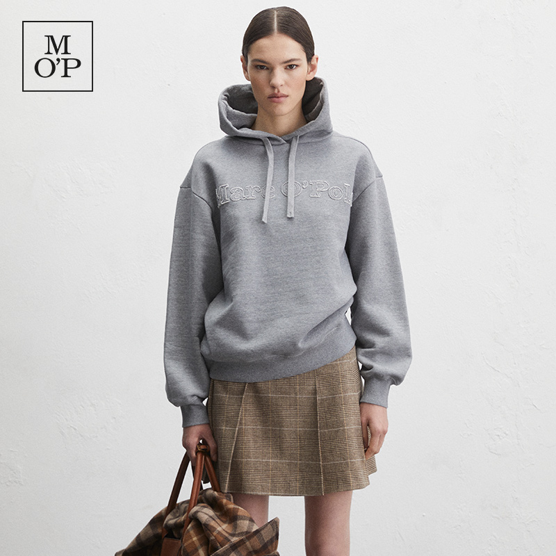 Marc O'Polo/MOP2025冬季新款LOGO纯棉保暖百搭宽松连帽卫衣女士