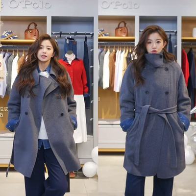 【汤圆TOYO】MOP2025冬季新款复古立翻领双排扣袖口束带羊毛大衣