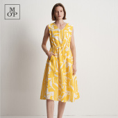 设计感印花收腰V领长裙无袖 Marc 连衣裙女 MOP2025夏季 新款 Polo
