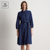 汤圆TOYO MOP2025秋季 新款 丹宁风收腰装 饰翻领牛仔连衣裙女