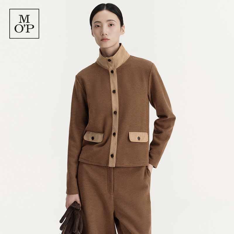 Marc O'Polo/MOP2026冬季新款含羊毛美拉德复古小香风开衫外套女