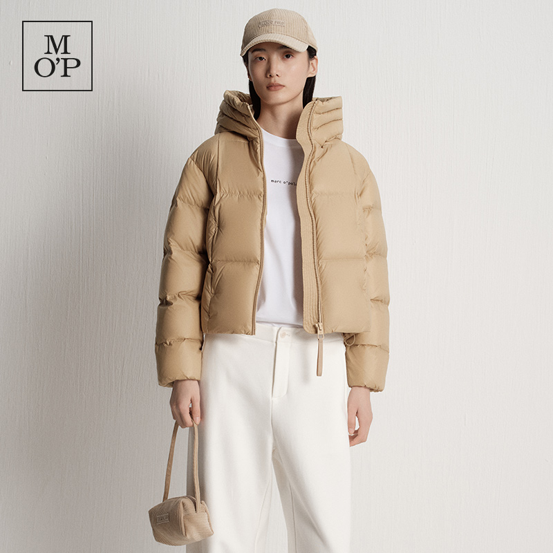 【汤圆TOYO】MOP冬季新款时尚黑金短款保暖连帽羽绒服女士面包服