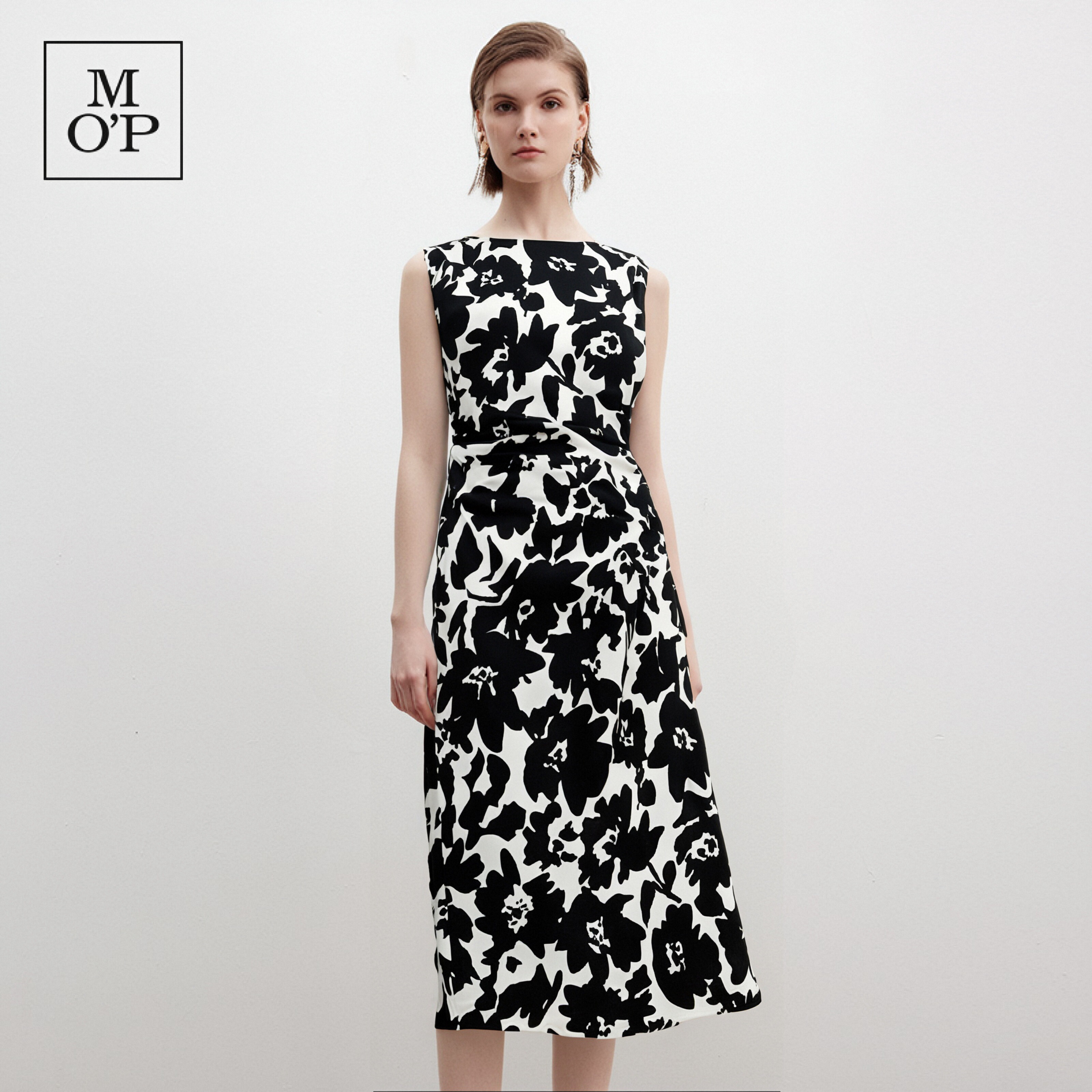 Marc O'Polo/MOP 2025夏季新款纯棉圆领无袖微弹透气碎花连衣裙女