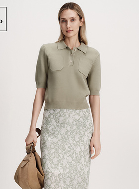 Marc O'Polo/MOP2026夏季新款时尚纯色修身半袖针织POLO衫女上衣