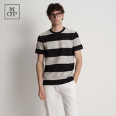 撞色滚边领口棉混纺宽条纹短袖 Marc T恤男 MOP2025夏季 新款 Polo