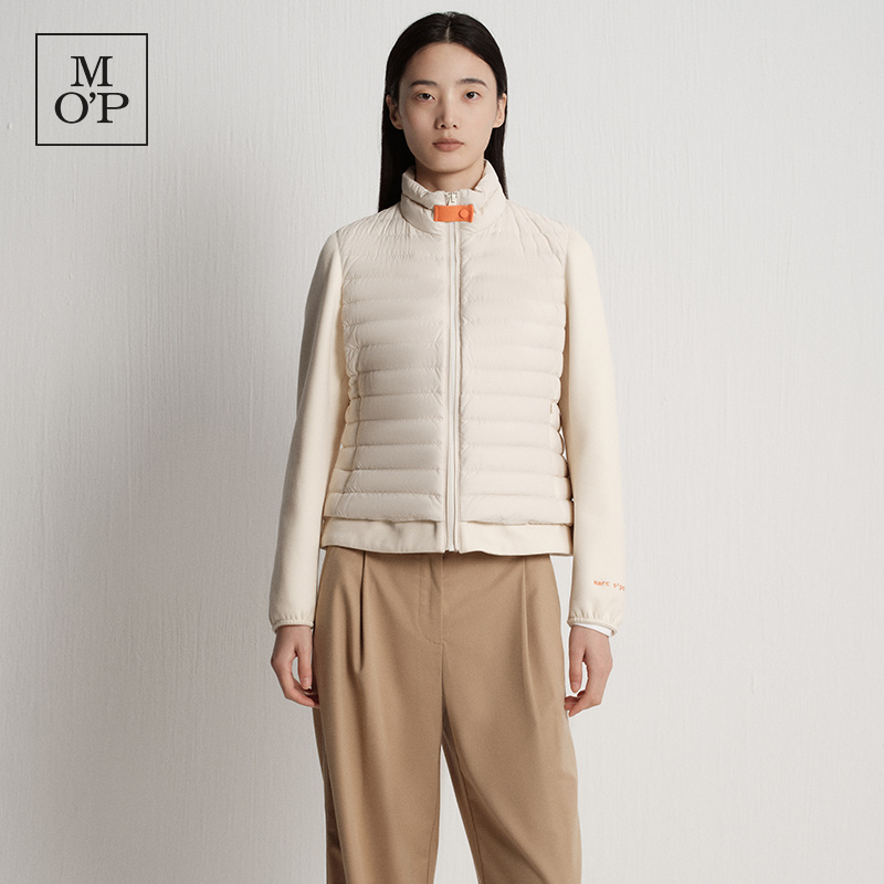 Marc O'Polo/MOP2025冬季新款针织拼接立领修身轻薄鹅绒羽绒服女