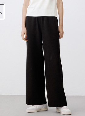 Marc O'Polo/MOP黑色直筒收腰垂感宽松休闲裤女