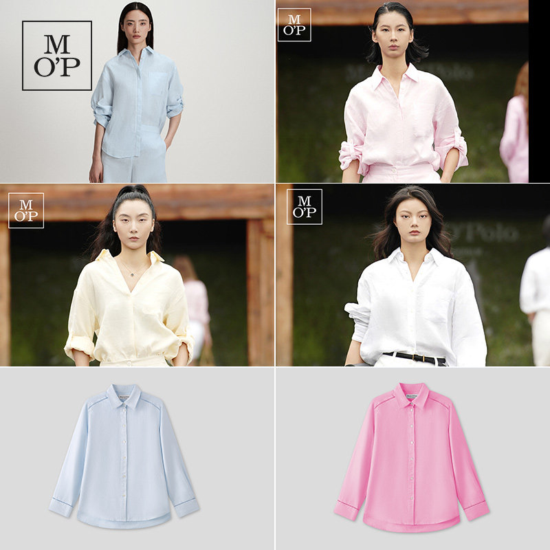 MOP天然亚麻长袖衬衫女