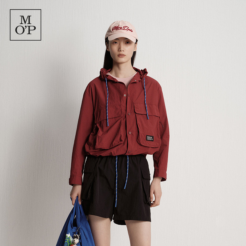 Marc O'Polo/MOP可持续胶囊再生系列春秋新款连帽工装夹克外套女