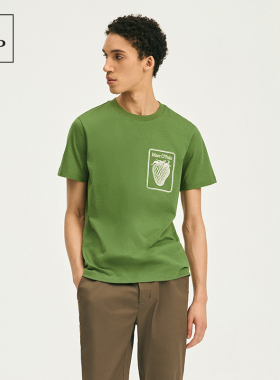 Marc O'Polo/MOP 春夏新款休闲草莓刺绣圆领纯棉宽松短袖T恤男士