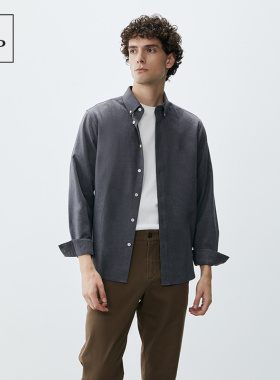 Marc O'Polo/MOP春季新款气质经典百搭棉羊毛混纺长袖衬衫男上衣