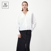 衬衫 Polo 新款 Marc 设计感长袖 MOP2025夏季 V领开襟短白色时尚 女