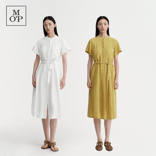 [100%亚麻]Marc O'Polo26新款高端简约衬衫连衣裙女短袖收腰长裙