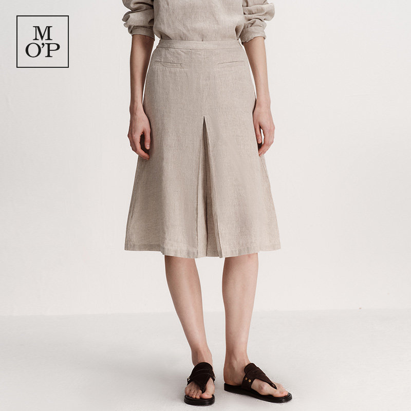Marc O'Polo/MOP2026夏季新款天然亚麻半身裙时尚打褶收腰半裙女