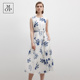 MOP夏季 Polo 新款 好看时尚 印花系腰连衣裙女长裙 Marc 自然无袖