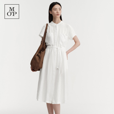 [100%亚麻]Marc O'Polo26新款高端简约衬衫连衣裙女短袖收腰长裙