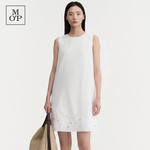 Marc O'Polo/MOP2026夏季新款亚麻混纺简约无袖白色气质连衣裙女