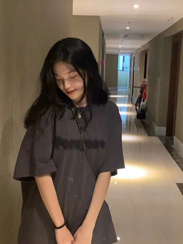 美式潮牌宽松短袖T恤女