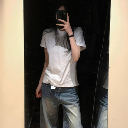 辣妹短款修身纯色短袖T恤女