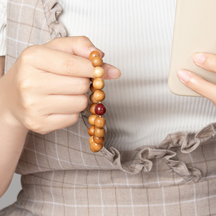 木质大小串珠手链红玛瑙混搭小众高级感男女情侣手串饰品