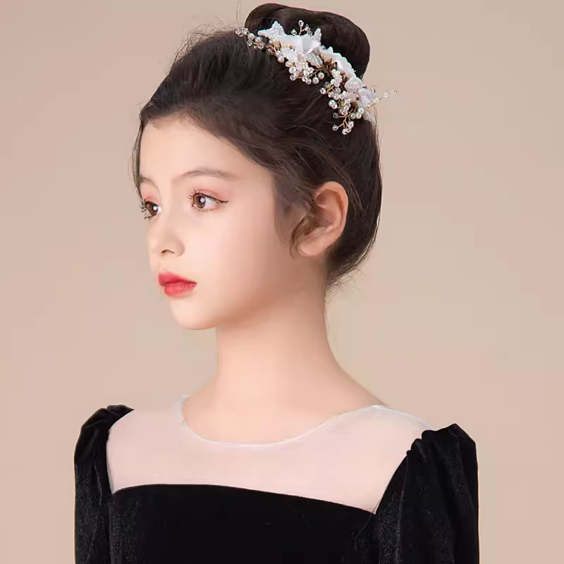 学生钢琴表演发饰小主持人发梳头饰婚礼花童饰品边夹女孩礼服配饰