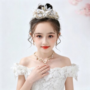 皇冠头饰公主森女系女童王冠小女孩羽毛发箍生日钢琴演出发饰韩版