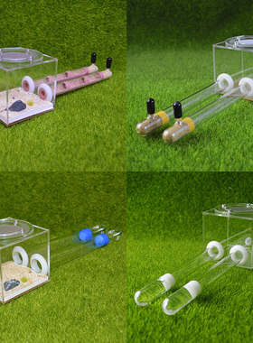 施王蚁馆15mm18mm二试管宠物蚂蚁亚克力盒子试管饲养巢 7x7x7cm